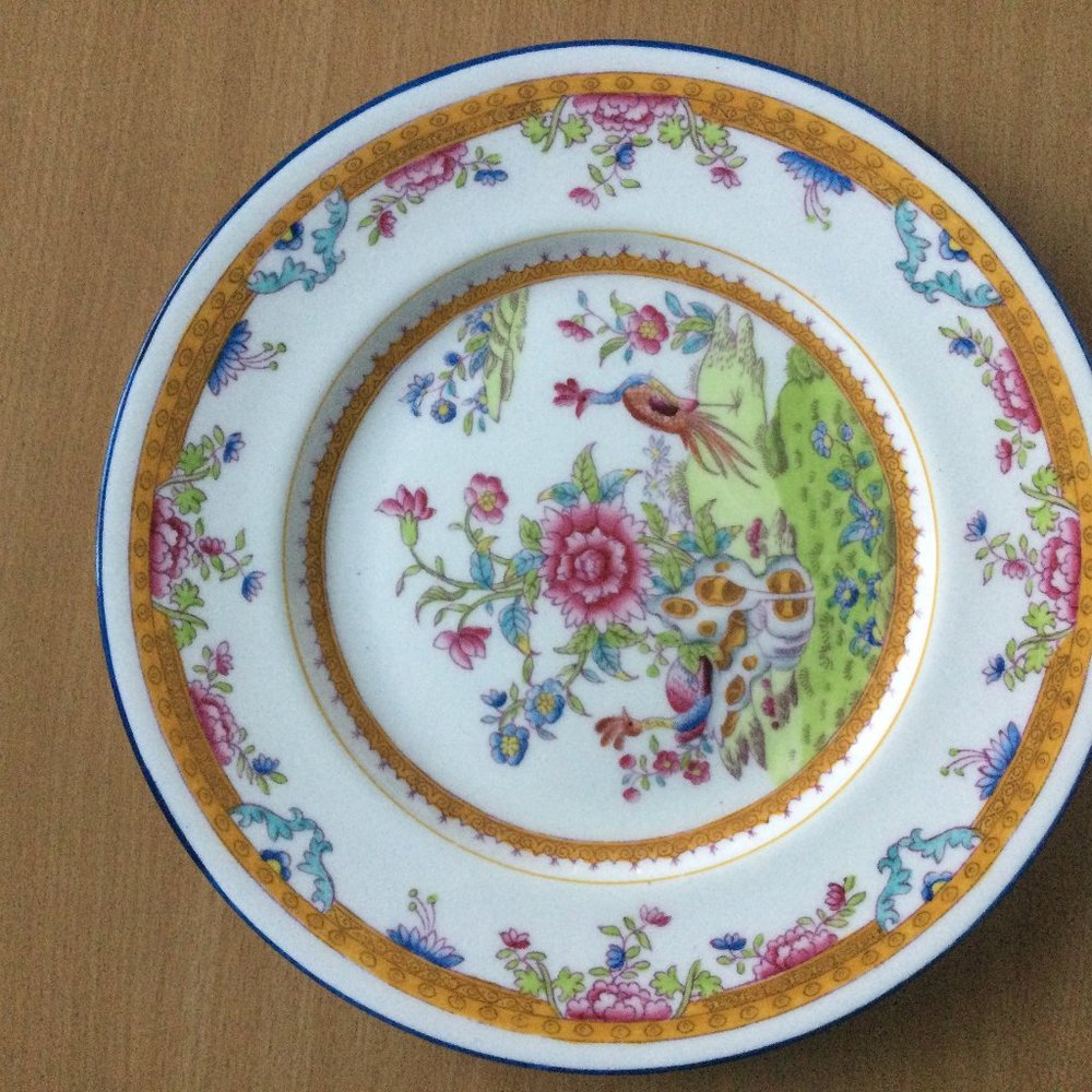 Vintage Coalport AD 1750 England Porcelain plate 10 5/8" diameter peacock floral